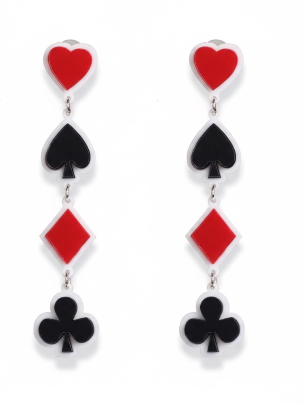 Womens Red Heart Black‎ Spade Dangle Drop Acrylic Earrings